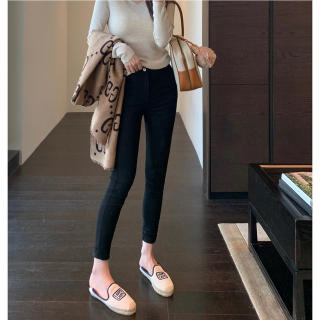 AMR UU Slimming ສີດໍາ Pants ແອວສູງ Elastic ສະດວກສະບາຍ Butt ຍົກສູງບົດບາດ leggings ຕີນຂອງແມ່ຍິງດູໃບໄມ້ລົ່ນແລະລະດູຫນາວແບບໃຫມ່