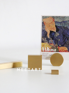 几何造型黄铜卡片展示架桌面装饰