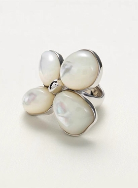 丁香花系列黑贝白贝女轻奢设计宝石戒指开口戒指指环