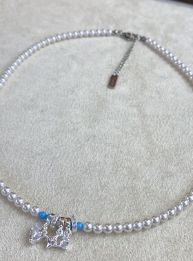 韩系精致4M镶钻白锆石高亮施家珍珠项链轻奢高级感锁骨链小众简约