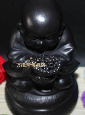 香具紫砂香炉 小沙弥烧香盘香炉 檀香炉熏香炉紫砂香插 佛具摆件