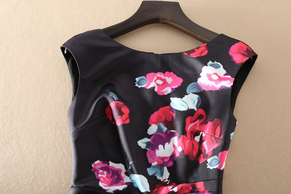 高端气质女装夏新款欧美大牌印花裙子高腰修身显瘦连衣裙包臀无袖,淘宝优惠券,粉丝福利购,淘宝优惠卷