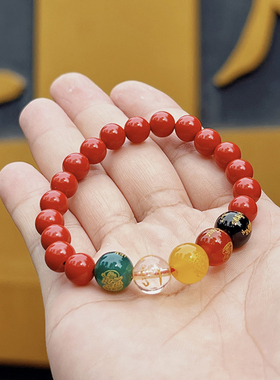 杭州朱砂檀木五路财神手串珠手链