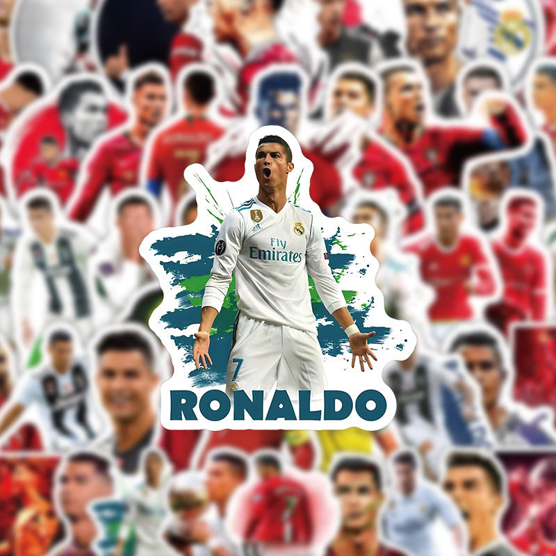 50张C罗贴纸装饰水杯手账笔记本滑板车行李箱桌面防水贴画批发,淘宝优惠券,粉丝福利购,淘宝优惠卷