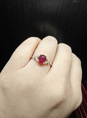 孤品出清天然红宝石蓝宝石戒指女款活口可调节S925银镶嵌时尚百搭