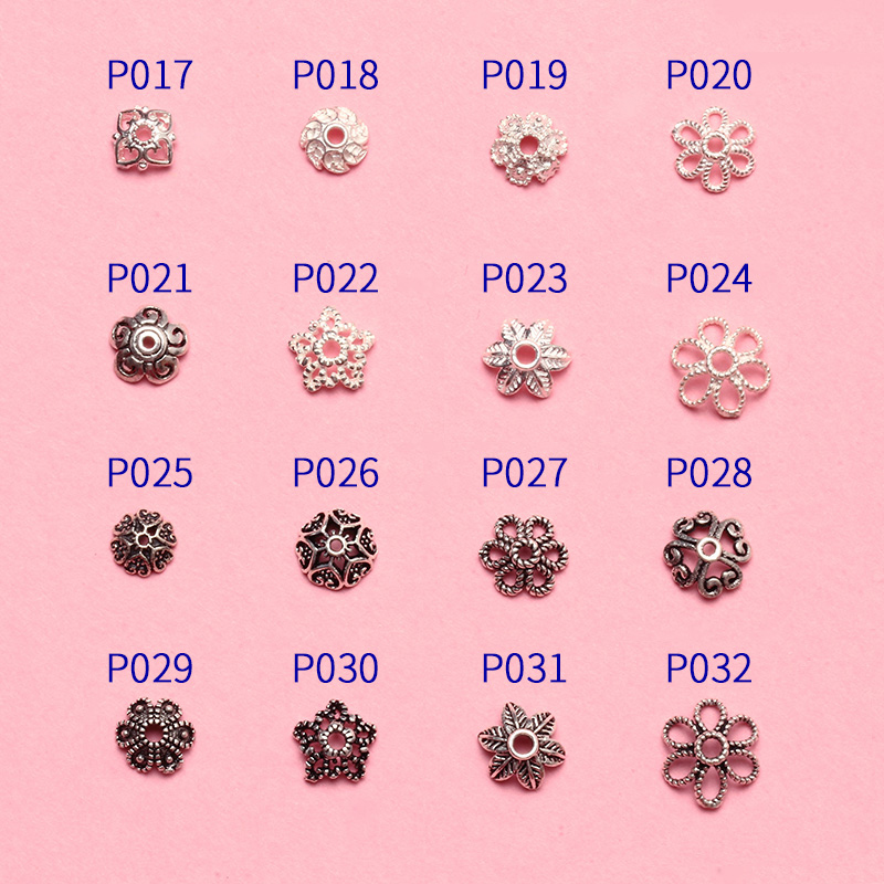 s925纯银泰银配件diy花托花帽珠托隔珠隔片垫片佛珠手链串配饰 - 图0