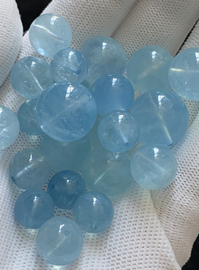 素石水晶天然海蓝宝圆珠单珠