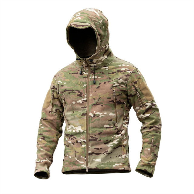 Archon thickened camouflage men's fleece jacket hooded