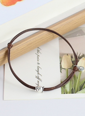 纳福幸运 简约百搭手工编织手链925纯银森系情侣女男款复古手串