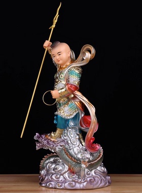 哪吒三太子神像供奉家用中坛元帅三坛海会大神佛像踏龙太子爷摆件
