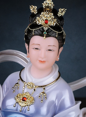 九天玄女神像汉白玉踏凤九天圣母娘娘玄母天尊站像家用佛像摆件