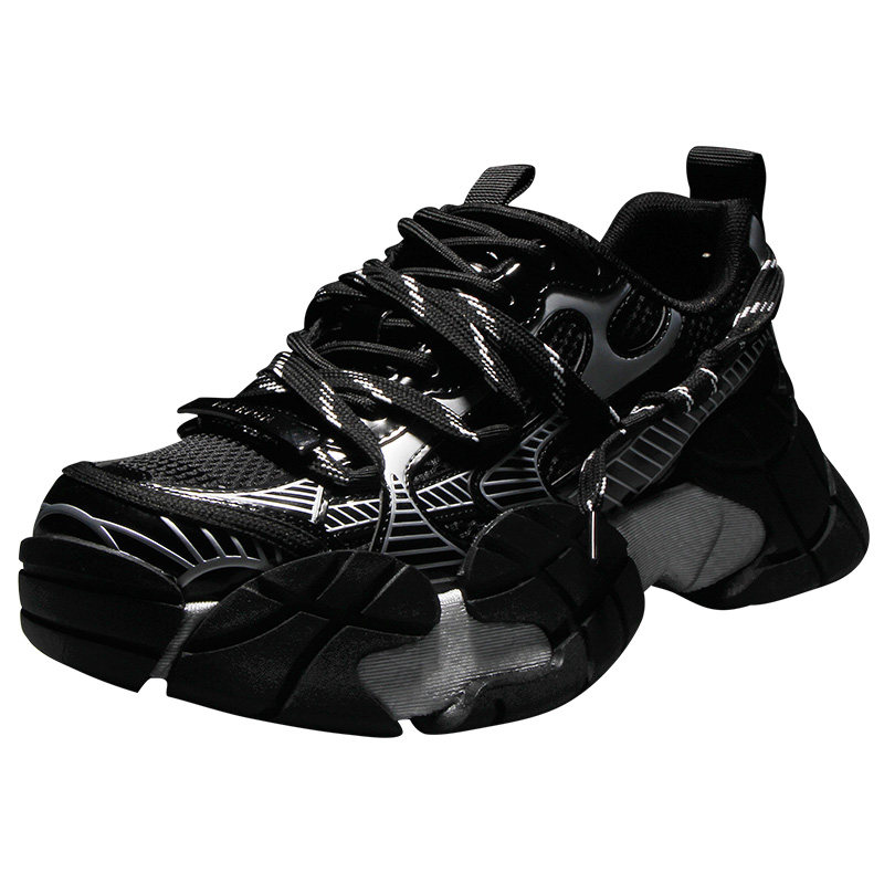 2026春季新款拼色老爹鞋男士时尚休闲鞋黑色网面透气厚底百搭男鞋,淘宝优惠券,粉丝福利购,淘宝优惠卷