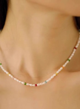 天然珍珠choker短款项链锁骨链