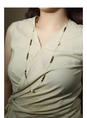 黑玛瑙串珠子长款毛衣链