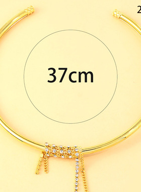 流苏颈带轻奢设计感水钻开口项圈