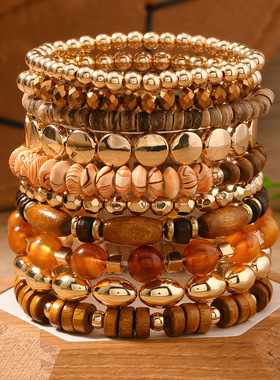 10条手工编织女士手链多件套