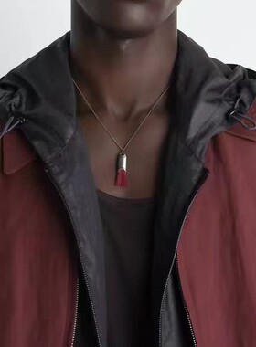 迷你红色马鬃毛项链气质百搭高级感流苏毛衣链小众马鬃毛吊坠女