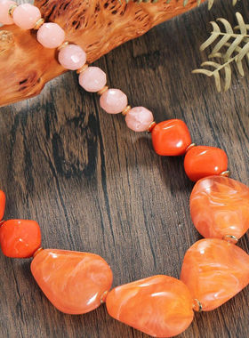 果冻彩色串珠双层多层短款锁骨链