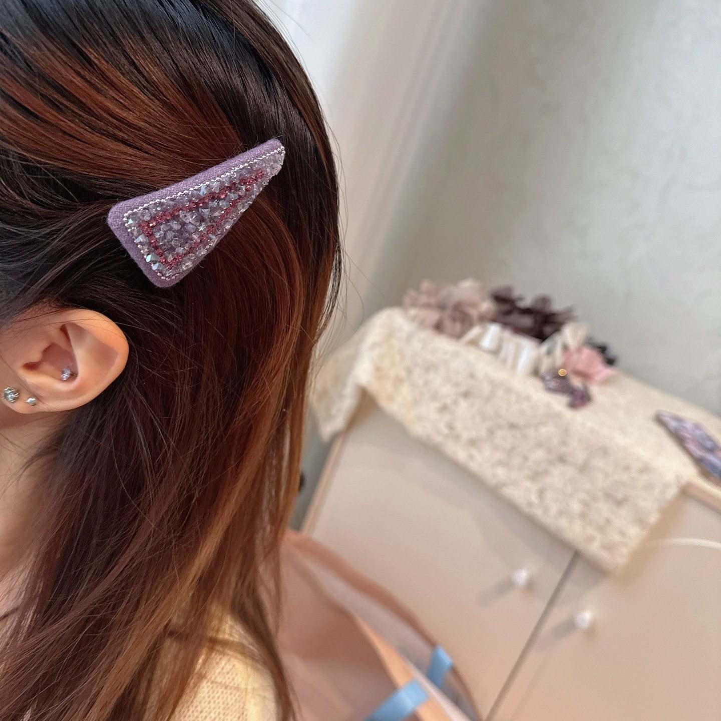 韩国重工满钻轻奢侧边夹BB夹气质紫色系水钻蝴蝶结刘海夹女掰掰夹,淘宝优惠券,粉丝福利购,淘宝优惠卷