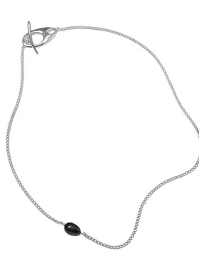毛衣链小众银短款项链黑色单珠