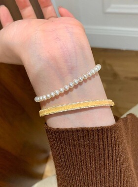 Vintage中古意大利布契风高级拉丝莫比乌斯手镯扭绳镶钻叠戴手饰