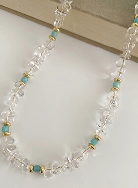 新款天然白水晶项链轻奢高级感ins风小众锁骨链夏季颈链配饰新品