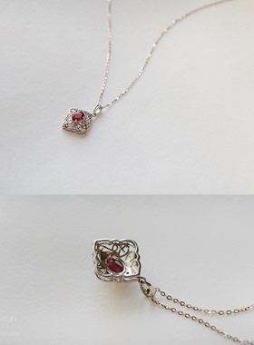 s925纯银镶嵌天然石榴石项链