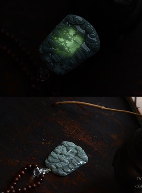 天然A货翡翠花梨木中式国风项链