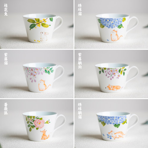 山水间茶花桂花釉下彩手绘餐具套装景德镇陶瓷碗圆盘子家用中式碗 - 图2
