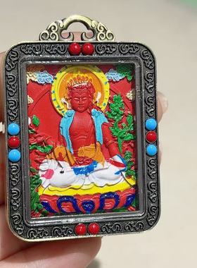 （AAA）中号朱砂彩绘八大守护神唐卡本命守护立体吊坠藏式本命年