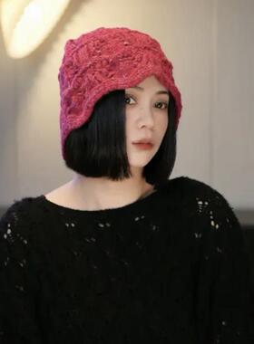 时尚薄款显脸小镂空花边针织日系