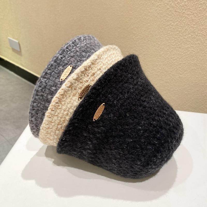 小香风格针织渔夫帽女秋冬韩版百搭显脸小水桶帽时尚开叉毛线盆帽,淘宝优惠券,粉丝福利购,淘宝优惠卷