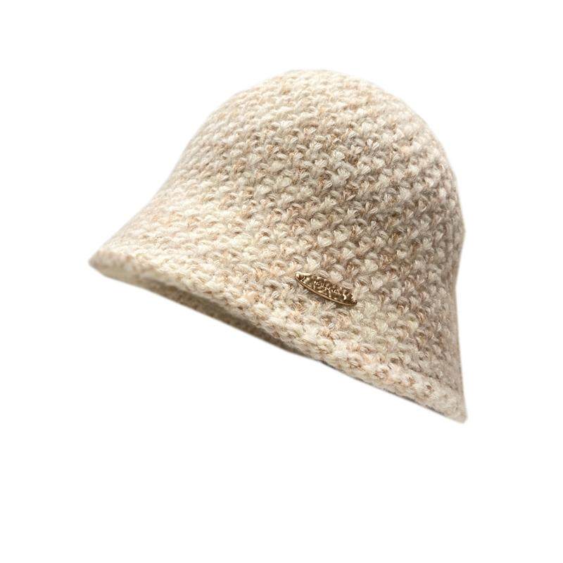 小香风格针织渔夫帽女秋冬韩版百搭显脸小水桶帽时尚开叉毛线盆帽,淘宝优惠券,粉丝福利购,淘宝优惠卷