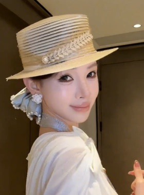 法式赫本风网纱礼帽夏季透气
