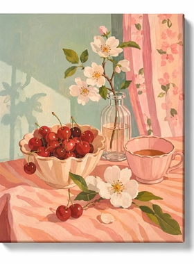 窗畔 花果静物 diy数字油画 马卡龙色手工填色治愈装饰画挂画礼物