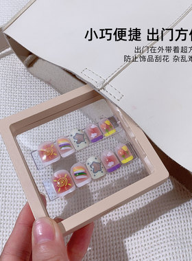 美甲店专用PE透明薄膜收纳盒防尘钻饰品穿戴甲片展示收纳工具