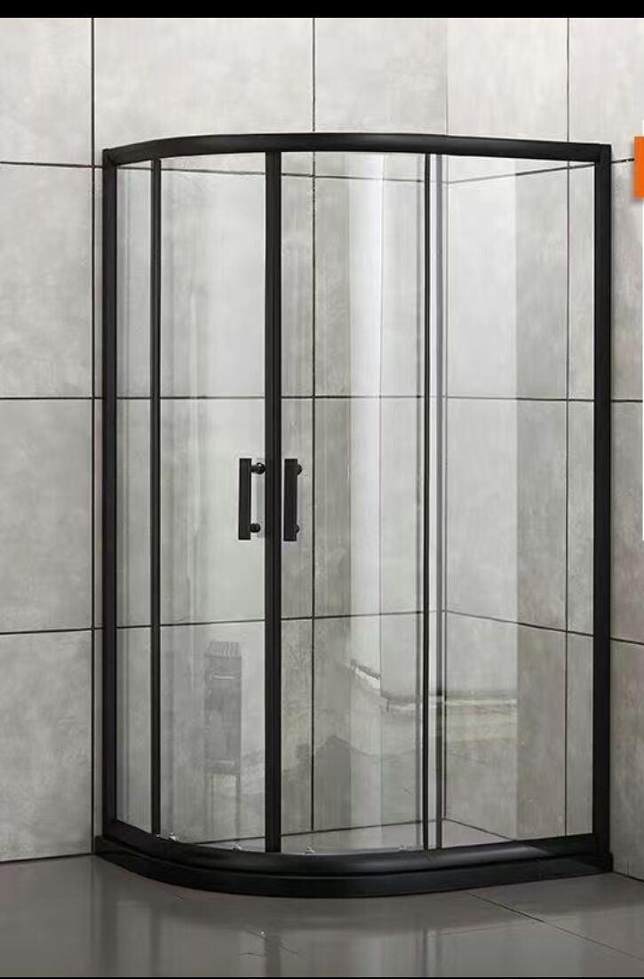 特价弧扇形横条卫浴玻璃简易淋浴房砂银隔断浴室房沐浴磨砂不包邮 - 图3
