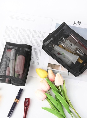 化妆师透明网纱便携化妆包洗漱包分装包收纳包口红包耐用结实