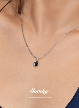 欧美风黑色玛瑙吊坠纯银项链