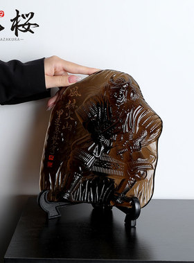 中古琉璃手作风林火山武士摆件