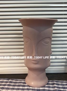 外贸单艺术人脸陶瓷烛台花盆摆件