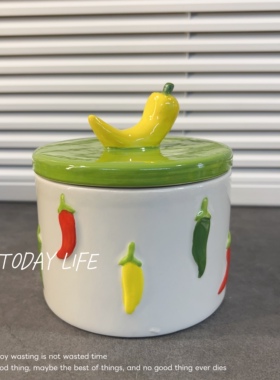 外贸孤品 立体蔬菜系列 南瓜青椒 辣椒白菜陶瓷储物罐子 装饰摆件