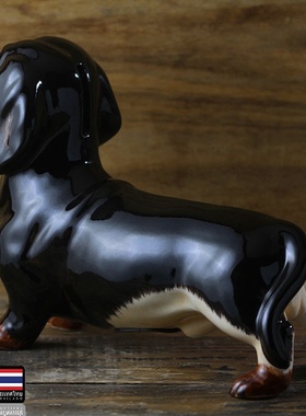 泰国手工新居手绘3D立体动物存黑白腊肠犬狗储蓄罐家居摆件礼钱罐