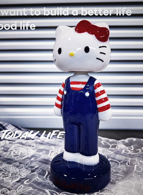 外贸尾货Hello kitty KT猫日单摇头公仔陶瓷摆件装饰咖啡厅氛围