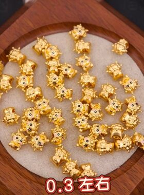 足金生肖羊串珠隔珠黄金小羊本命年红绳手串配饰金羊送宝串珠配件