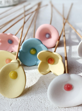 日本进口手工陶器马卡龙彩虹色缤纷小花朵治愈系温馨创意家居摆件