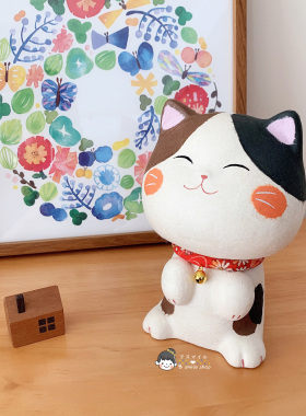 京都龙虎作手工艺礼日式猫咪摆件