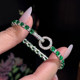 Jewelry-like super flash emerald and diamond bracelet in 925 silver