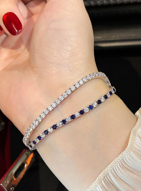 高级感间色蓝宝石满钻手链网球链