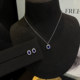 Everyday Light Luxury Royal Blue Sapphire Necklace and Stud Earrings for Women
